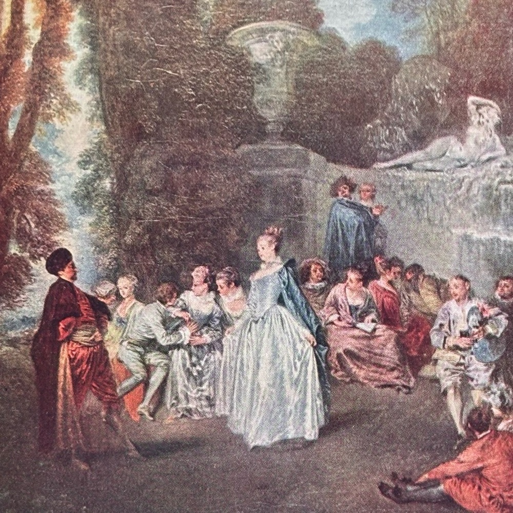 FÊTE CHAMPÊTRE French Jean-Antoine Watteau Fine Art Print 1900 Vintage Original